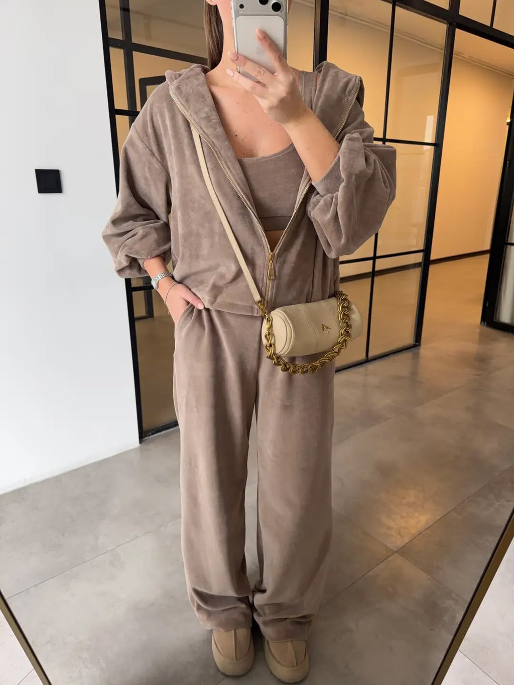 Velvet set beige