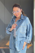 Studded Oversized Denim Shirt