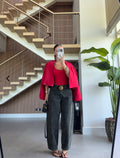 Chic Red Cropped Jacket